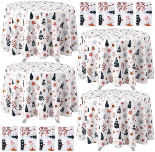Ganeen 12 Pcs Christmas Tree Tablecloth Cartoon Colorful Red White Round by Ganeen