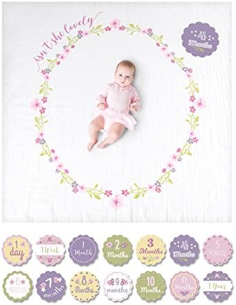 Lulujo Baby’s First Year Milestone Blanket and Card Set | 40in x 40in (Isn't She Lovely) - Image 6