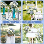 12 Bundles Dusty Blue White Artificial Peonies Silk Flowers Bulk - Image 4