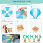 Palmhill 8 Sets 11.8" Hot Air Balloon Decorations Lanterns With Led Light - Image 3