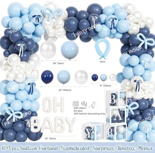 Party Inspo Blueberry Baby Shower Decorations – 126 PCs Fruit Themed Blue Berry Party Supplies with A Berry Sweet Baby Is on the Way Backdrop, Balloon Garland, Cake Topper, Sash, Badges - Image 3