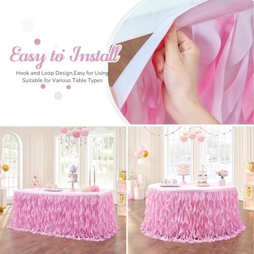 leegleri 9ft Baby Pink Tutu Table Skirt Tulle Table Skirt for Rectangle&Round Tables,Tutu Ruffle Tablecloth for Princess Girls 1st Baby Girl Birthday Party,Baby Shower Decoration,Gender Reveal - Image 4