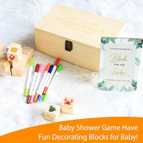 Baby Shower Games 87pcs Kit, Wooden Blocks for Baby Shower to Decorate, Gender Reveal Decorations, Gender Neutral Baby Shower Decorations & Keepsake Guest Book Idea - Image 3