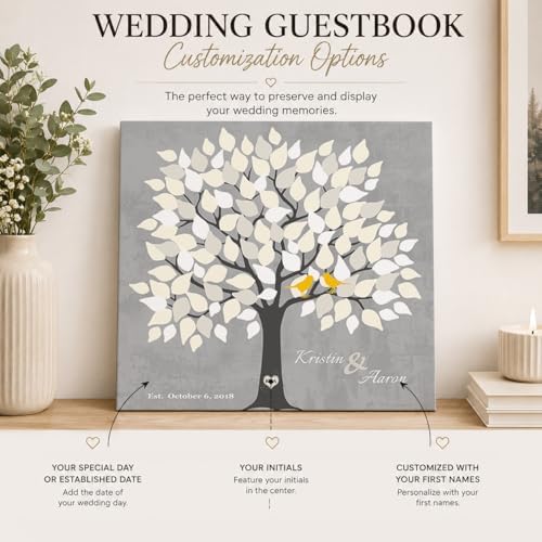 MuralMax Personalized Wedding Signing Tree Canvas Guest Book Wall Art - Image 4