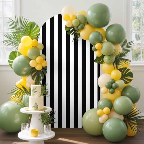 Classic Black and White Stripes Arch Backdrop Cover 6.6 FT, Wedding Arch Cover Stretchy Backdrop Stands Covers for Birthday Party Ceremony Banquet Decor - Image 3