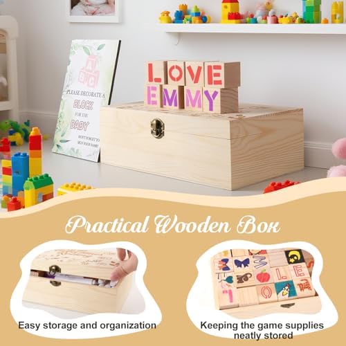 ELESTONE 119 PCS Baby Shower Blocks Game Set with Wooden Storage Box - Image 3