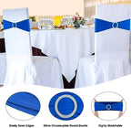 Royal Blue Chair Sashes 100 Pack Spandex Stretch Chair Band Sashes with Buckles for Folding Chairs Wedding Party Reception Baby Shower Events Banquet Decorations - Image 3