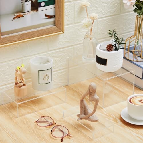 Leinuosen 7 Pcs Large Acrylic Buffet Risers, 6-12" Rectangle, Clear - Image 4