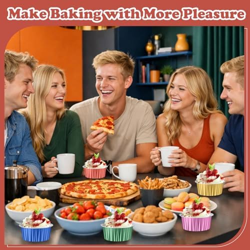 200 Pack Aluminum Cupcake Liners with Lids,Multicolor,Plain - Image 5