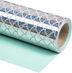 WRAPAHOLIC Jumbo Reversible Mermaid Wrapping Paper - 24 Inch X 100 Feet Jumbo Roll Scale with Colorful Foil Design, Perfect for Birthday, Baby Shower, Mermaid Party by WRAPAHOLIC