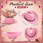 Didaey 6 Pcs Cowboy Hat Flower Vase Western Cowboy Party Table Centerpiece for Artificial Flower Cotton Linen Floral Vase with Top Opening Wedding Baby Shower Birthday Party (Star Belt,Pink) - Image 2