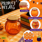 Vesici 12 Pcs Glass Pumpkin Candy Jars with Lid, Halloween Autumn, Orange - Image 3