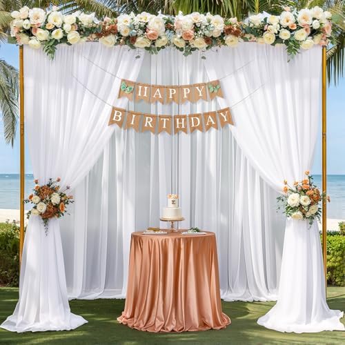 20ft x 10ft White Chiffon Backdrop Curtains, Wrinkle-Free Sheer Chiffon Fabric Photo Curtain Drapes for Wedding Ceremony Arch Party Stage Photography Decorations - Image 3