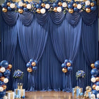 40x10ft Navy Blue Backdrop Curtain Panels for Parties - Wrinkle Free Polyester Photo Curtain Backdrop Wedding Back Drop Fabric Drapes for Party Decorations Background for Photography by WishCare