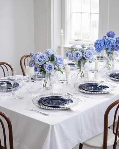 Hioasis 350 Pcs Blue Silver Plates for Graduation - Image 3
