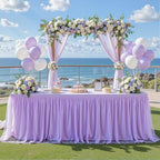 Lavender Tablecloths for 8 Foot Rectangle Tables Tulle Tablecloth Light Purple Table Cloth Rectangle 8ft Spandex Lilac Table Cover for Baby Shower Girls Birthday Party Wedding Banquet Table Skirt by HBBMAGIC