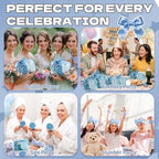 74PCS Baby Shower Prizes for Game Winners with Clear Makeup Bags Glitter Mirrors Belly Rulers Baby Feet Keychains Headbands Hair Claws for Baby Shower Games and Bridal Shower Favors (Blue, 6 Sets) - Image 7