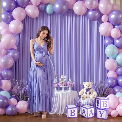 Lavender Backdrop Curtains 4 Panels - Wrinkle-Free Polyester Photography Drapes for Baby Shower & Party Background Backdrop Stand - 16 X10FT - Image 5