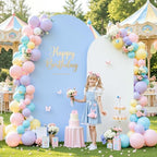 White and Blue Arch Backdrop Cover 7.2FT 6FT Wedding Arch Covers Set of 2 Spandex Fitted Fabric Backdrops Double-Color Arches Covers Stretchy Backdrop for Party Baby Shower Birthday Decoration - Image 3