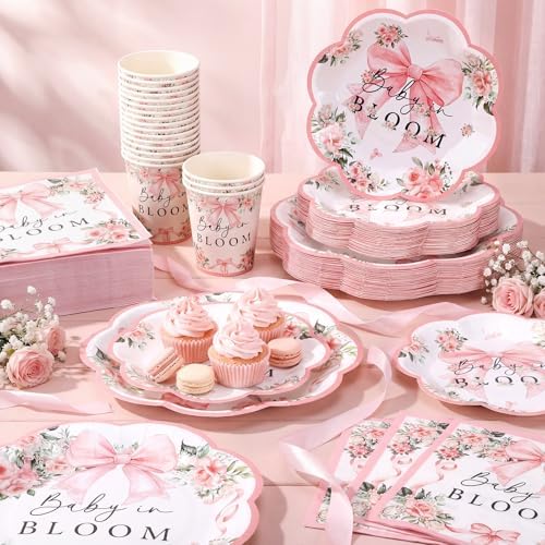 Newtay 250 Pcs Baby in Bloom Baby Shower Plates Napkins for Baby Shower - Image 3