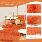 YMHPRIDE 12 Pack Cheesecloth Table Runner 35x120in Orange Table Runner - Image 4