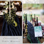 12 Pieces Navy Blue Cheesecloth Table Runners 10FT Gauze Fabric Runner for Tables Boho Table Runner Decoration Rustic Sheer Runner for Wedding Birthday Baby Bridal Shower Party (35 x 120 Inches Long) - Image 5