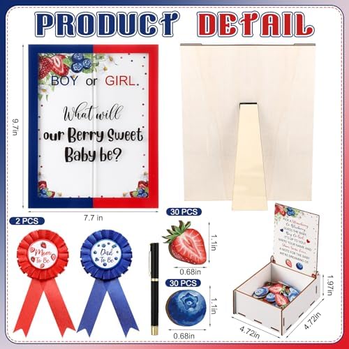 Strawberry Blueberry Gender Reveal Game Baby Shower Red Blue - Image 2