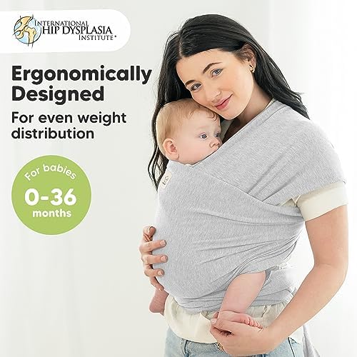 KeaBabies Baby Wrap Carrier, All in 1 Original Baby Carrier (Light Heather) - Image 2