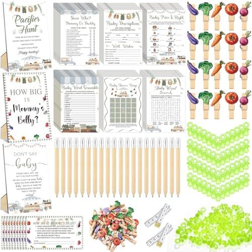476 Pcs Locally Grown Baby Shower Games, 9 Style Baby Shower Activities by Sherr