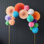 PapaKit Premium Paper Decoration Set - Pom Pom, Honeycomb and Accordion Lantern (Festive Colors) Birthday Party Baby Shower Bride to Be Engagement Wedding Events - Image 6