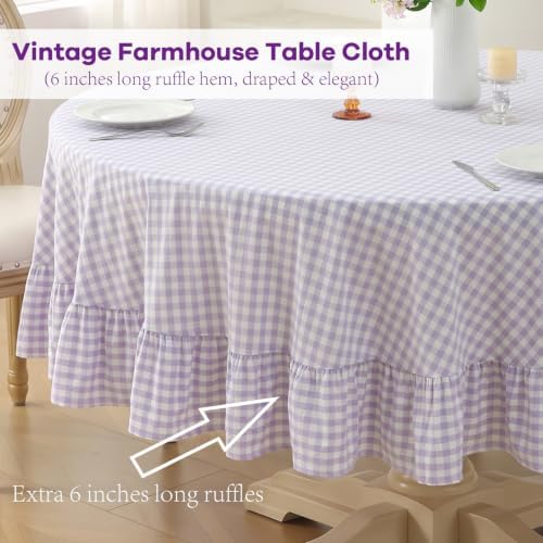 Table Cloth, Lavender White Gingham, Round Dia.60” - Image 4