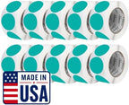Perco Teal Perforated Round Circle Dot Sticker 3-Inch Labels — 10 Rolls, 5,000 Stickers - Product Labels, Planner Stickers & Modern Branding - Made in USA by Perco