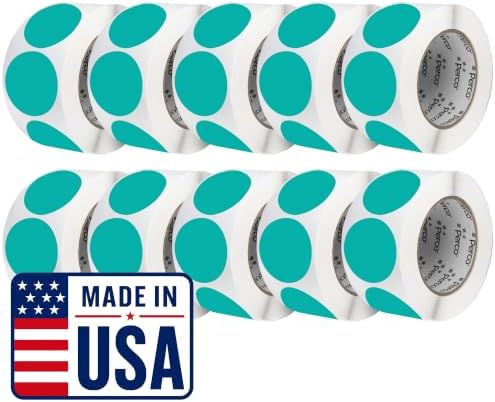 Perco Teal Perforated Round Circle Dot Sticker 3-Inch Labels — 10 Rolls, 5,000 Stickers - Product Labels, Planner Stickers & Modern Branding - Made in USA by Perco