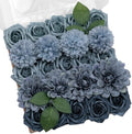 TINGE TIME 23pcs Artificial Flowers Combo, Roses Dahlia Dusty Blue by TINGETIME