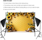 Yellow Sunflower Honey Photography Background Sweet Bee Backdrop Bee Theme Princess Girl Birthday Party Decoration Suitable for Home Decoration Spring Party Baby Shower Banner(B, 8x6feet) - Image 6