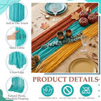 6 Pcs Terracotta and Teal Green Cheesecloth Table Runner 118" - Image 6