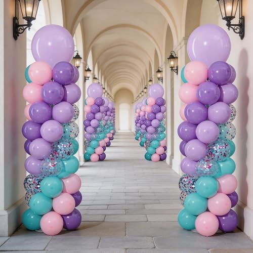 Pink Purple Balloon Column Stand Kit 2 Sets, Mermaid Balloons Tower - Image 2