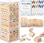 80 Wedding Guest Book Alternative tumbling tower Wooden Block, Chinoiserie by Beeveer
