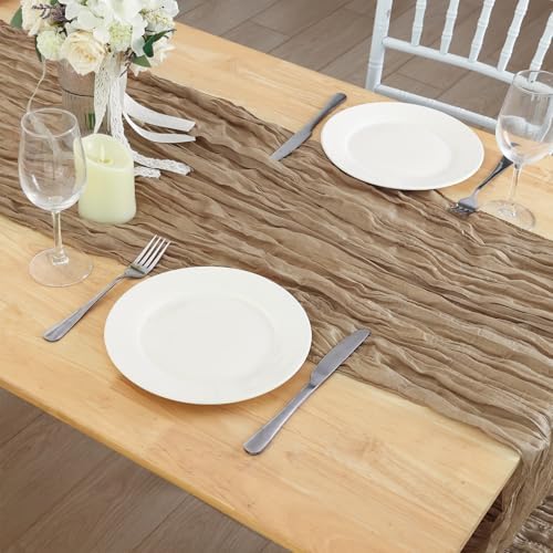 12 Pack Nude Cheesecloth Table Runner 120 Inch Boho Wedding Decor - Image 7