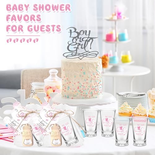 Vesici 20 Set Baby Shower Favors for Guests Acrylic Shot Glasses Gold Bottle Opener Keychains Thank You Tags and Bags for Baby Shower Party Gender Reveal Party Guests Return Gift(Pink Bear) - Image 6