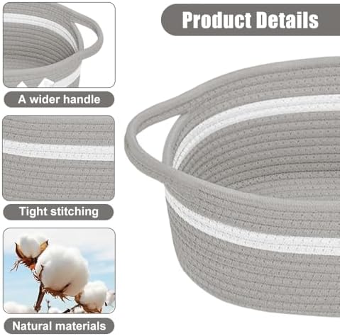 Gift Basket, Hamper Kit, Empty Hamper Basket with Cellophane Bags and Pull Bows, Rope Gift Baskets with Handles, Woven Gift Baskets for Baby Shower, Wedding, Birthday, Housewarming (Grey) - Image 5