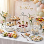 Set of 3 Metal Birdcage Cake Stand Set with Crystal Accents, Elegant Cupcake Holder Display for Wedding, Birthday, Baby Shower, Party Dessert Table Decorations (Silver, Set of 3) - Image 7