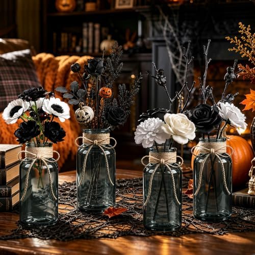Mason Jar Glass Vases 6 Pack, Black Flower Vase for Centerpieces - Image 4