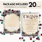 Amanda Creation Custom Baby Shower Invites Twin Boho Baby Shower Invitations 20 5x7 Custom Personalized Boho Succulents and Pine Theme Invites With Envelopes for Twins - Image 4