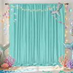 Turquoise Backdrop Curtains 10ftx10ft Mermaid Polyester Photo Drapes by SoarDream