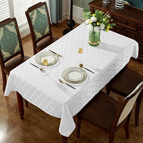 SASTYBALE Jacquard Tablecloth Rectangle, White, 60" x 120" - Image 2