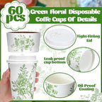 Vesici 60pcs 14oz Green Disposable Coffee Cups with Lids and Sleeves - Image 3