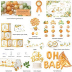 A Little Cutie Is on the Way Baby Shower Decorations,Fruit Orange Baby Shower Supplies Kit with Balloon Garland Arch, Backdrop, Little Cutie Baby Shower Decor Set for Citrus Gender Neutral Baby Shower - Image 3