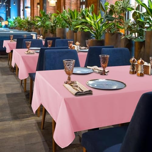 sancua 6 Pack Pink Tablecloths 60x102 Inch for 6 Feet Rectangle Tables - Image 4