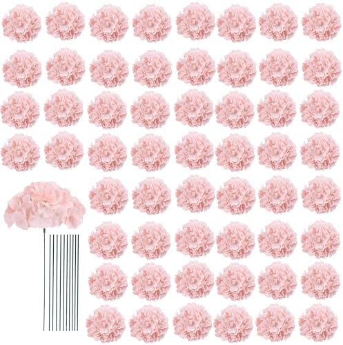 AVIVIHO 65pcs Fake Flowers Blush Hydrangea Artificial Flowers Bulk (Not Squished, No Steaming Need) Silk Flowers with Stems for Wedding Decor,Home,Baby Shower,Table Centerpieces Decoration by Aviviho